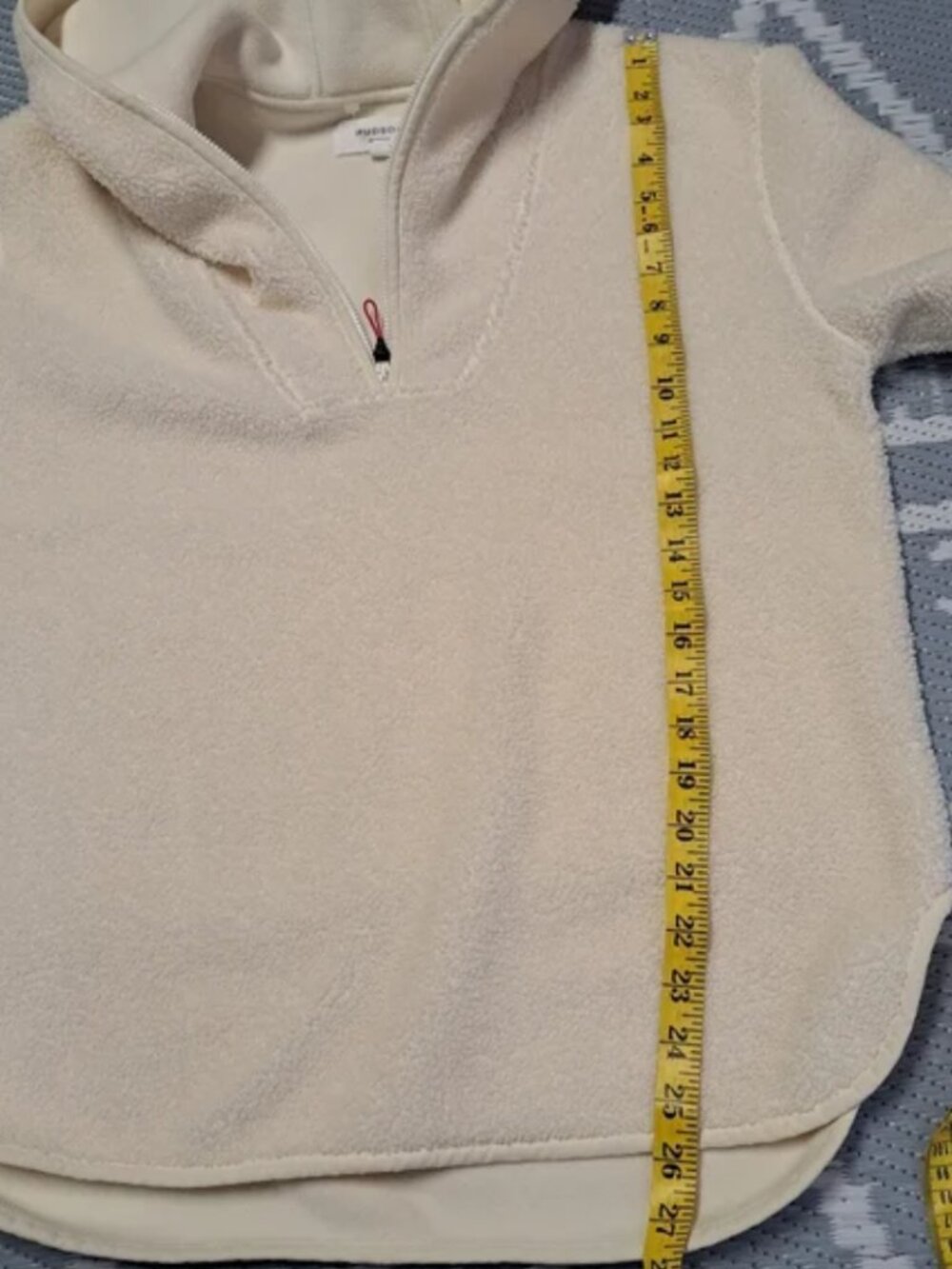 Hudson North Off White Fleece Half Zip Hoodie Pullover - Picture 7 of 8